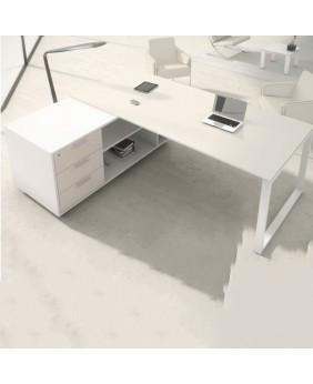 Mesa de oficina Opop acabado alto brillo Luxe con mueble ala